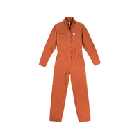 Topo Designs Women's Coverall jumpsuit in "Brick" orange.