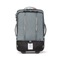 Topo Designs Global Travel Bag Roller durable carry-on convertible laptop backpack rolling suitcase in "Charcoal" gray.