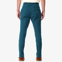 Topo Designs Men's Dirt Pants in "pond blue" on model back.