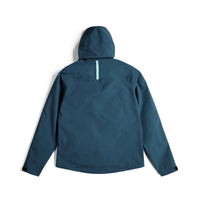 Topo Designs Women's Global Jacket lightweight packable 10k waterproof rain coat in recycled "Pond Blue" polyester.