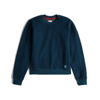 Topo Designs Women's Global Sweater recycled Italian wool crewneck pullover in "pond blue"